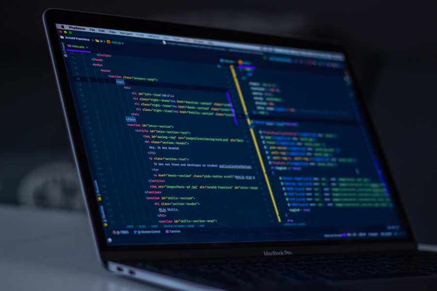 Close-up of programming code on a screen