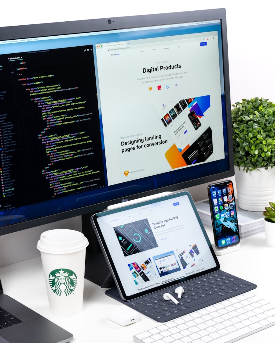 Business analytics charts on a monitor